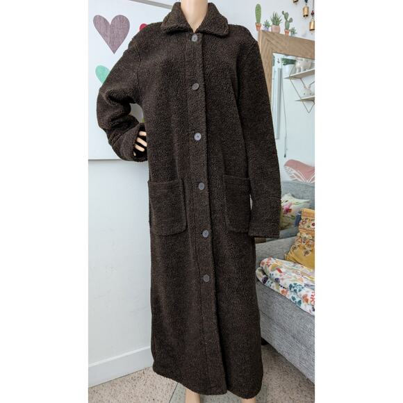 stephanie andrews sherpa teddy fleece maxi coat vintage medium - Picture 1 of 8